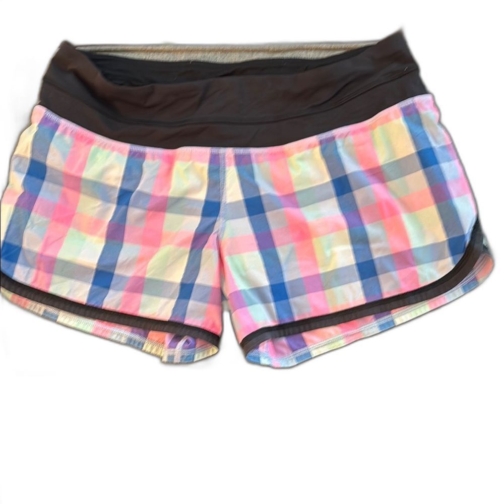 Lululemon Speed Shorts (2.5” Short) – Neon Pastel Plaid – Women’s Size 4